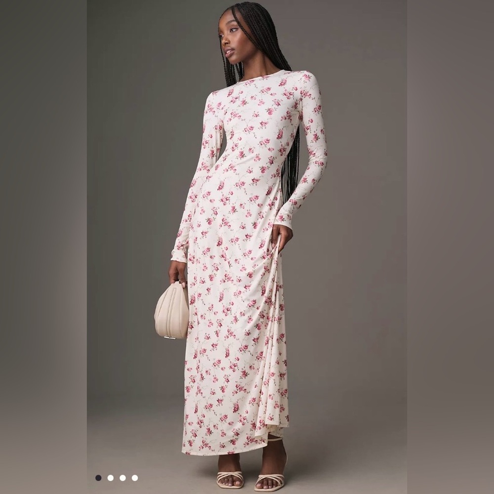 WeWoreWhat  and Anthropologie Pink Floral Long Sleeve Dress